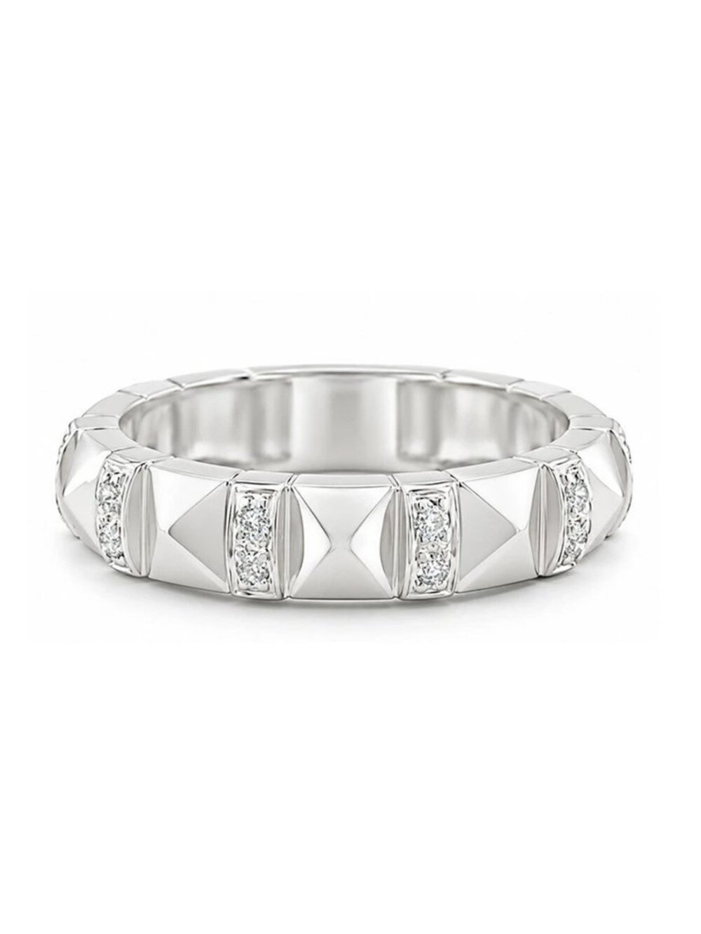 Genuine Diamond Ring Solid 14k White Gold